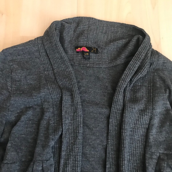 Charcoal Ribbed Cardigan Sweater - Picture 2 of 5